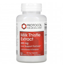 Розторопша плямиста, Milk Thistle Extract, Protocol for Life Balance, екстракт, 300 мг, 90 веганських капсул
