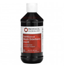 Чорна бузина, Sambucus Black Elderberry Liquid, Protocol for Life Balance, рідкий концентрат, веган, 500 мг, 237 мл