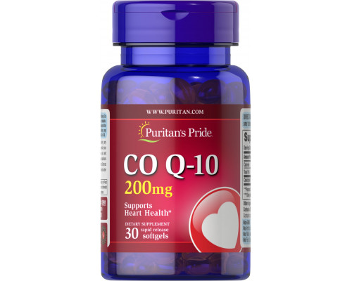 Коензим Q-10, Co Q-10, Puritan's Pride, 200 мг, 30 гелевих капсул швидкого вивільнення
