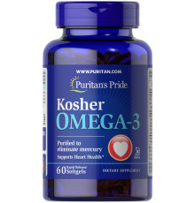 Омега-3 кошерний, Kosher Omega-3 with EPA & DHA, Puritan's Pride, 742 мг, з ЕПК та ДГК, 60 гелевих капсул