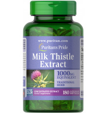 Розторопша, Milk Thistle 4: 1 (Silymarin), Puritan's Pride, 1000 мг, 180 гелевих капсул