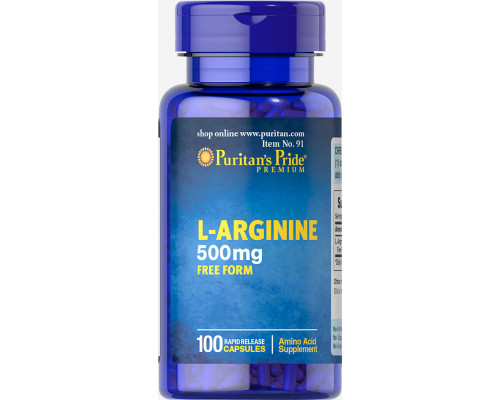L-аргінін, L-Arginine, Puritan's Pride, 500 мг, 100 капсул