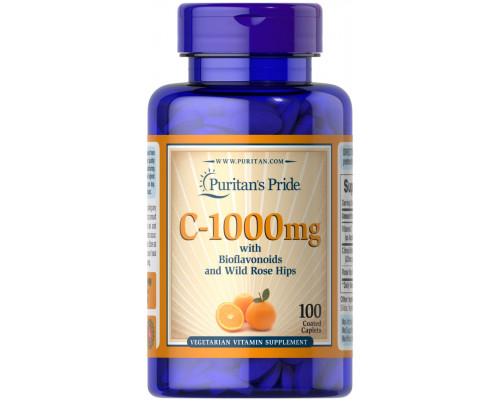 Вітамін С з біофлавоноїдами, Vitamin C, Puritan's Pride, з шипшиною, 1000 мг, 100 каплет