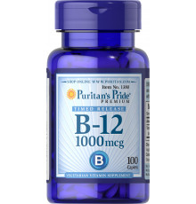 Вітамін В-12, Vitamin B-12, Puritan's Pride, 1000 мкг, 100 каплет із уповільненим вивільненням