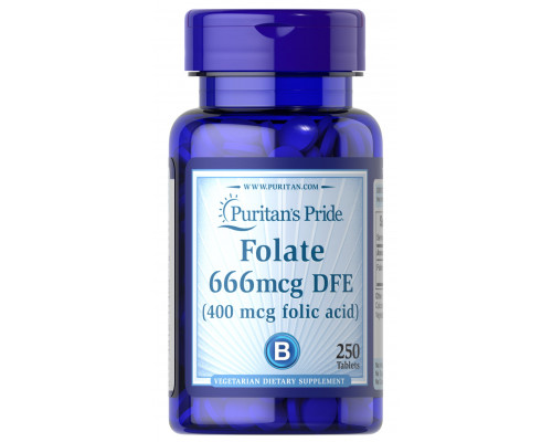 Фолієва кислота, Folic Acid, Puritan's Pride, 400 мкг, 250 таблеток