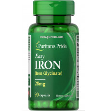 Залізо, Easy Iron (Glycinate), Puritan's Pride, 28 мг, 90 гелевих капсул