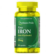 Залізо, Easy Iron (Glycinate), Puritan's Pride, 28 мг, 30 гелевих капсул