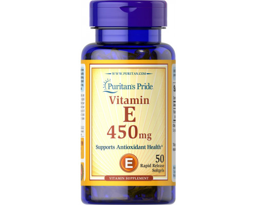 Вітамін Е, Vitamin E, Puritan's Pride, 450 мг, 50 капсул