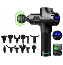 Ударний перкусійний масажер Massage Gun Max 30 режимів та 12 насадок з кейсом (Чорний)