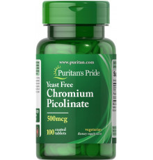 Піколінат хрому, Chromium Picolinate, Puritan's Pride, без дріжджів, 500 мкг, 100 таблеток