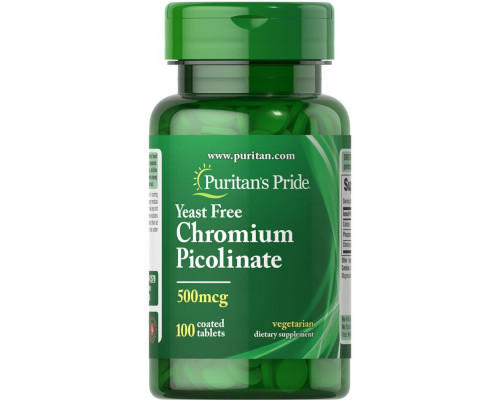 Піколінат хрому, Chromium Picolinate, Puritan's Pride, без дріжджів, 500 мкг, 100 таблеток