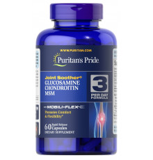 Глюкозамін хондроїтин і МСМ, Glucosamine, Chondroitin MSM, Puritan's Pride, подвійна сила, 60 капсул