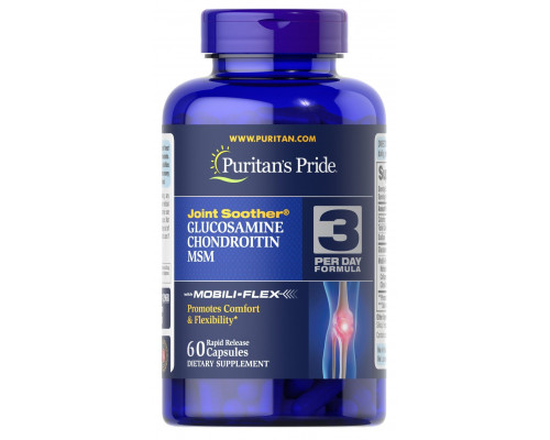 Глюкозамін хондроїтин і МСМ, Glucosamine, Chondroitin MSM, Puritan's Pride, подвійна сила, 60 капсул