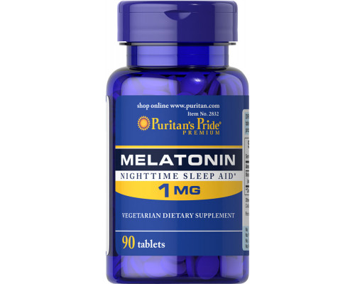 Мелатонін, Melatonin, Puritan's Pride, 1 мг, 90 таблеток