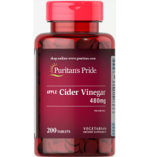 Яблучний оцет, Apple Cider Vinegar, Puritan's Pride, 480 мг, 200 таблеток