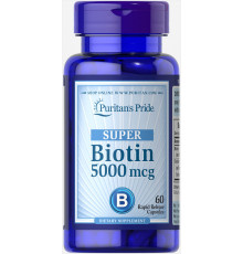 Біотин, Biotin, Puritan's Pride, 5000 мкг, 60 капсул