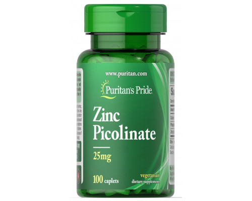 Цинк піколінат, Zinc Picolinate, Puritan's Pride, 25 мг, 100 каплет