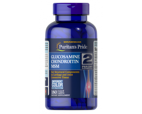 Глюкозамін, хондроїтин та МСМ, Glucosamine, Chondroitin, MSM, Puritan's Pride, щоденна формула, 180 каплет