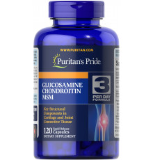 Глюкозамин хондроитин и МСМ, Glucosamine, Chondroitin MSM, Puritan's Pride, двойная сила, 120 капсул