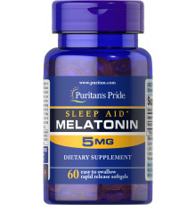 Мелатонін, Melatonin, Puritan's Pride, 5 мг, 60 капсул