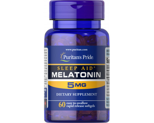 Мелатонін, Melatonin, Puritan's Pride, 5 мг, 60 капсул
