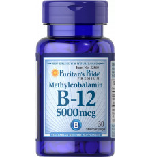 Вітамін В12 (метилкобаламін), Methylcobalamin Vitamin B-12, Puritan's Pride, 5000 мкг, 30 мініледенцов