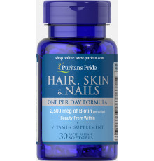 Формула для волосся, шкіри, нігтів, Hair, Skin & Nails, Puritan's Pride, 1 в день, 30 капсул