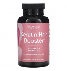 Кератин, усилитель для волос, Keratin Hair Booster, ReserveAge Nutrition, с биотином и ресвератролом, 120 капсул