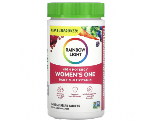 Вітаміни для жінок, Women's Multivitamin, Rainbow Light, високоефективний щоденний комплекс, по 1 на день, 150 вегетаріанських таблеток