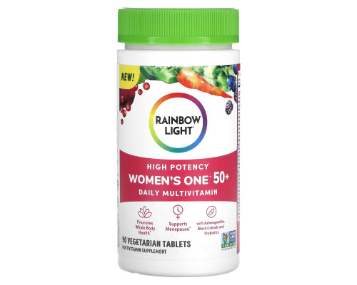 Мультивітаміни для жінок 50+, Women's One 50+, Rainbow Light, щоденні, 90 вегетаріанських таблеток