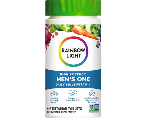Мультивітаміни для чоловіків, Men's One, Rainbow Light, одна на день, висока ефективність, 60 вегетаріанських таблеток