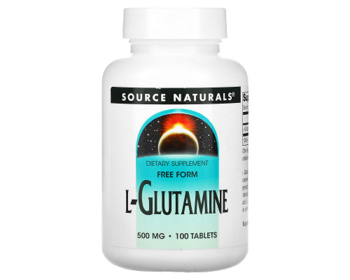 Глютамін, L-Glutamine, Source Naturals, 500 мг, 100 таблеток