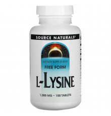 Лізин, L-Lysine, Source Naturals, 1000 мг, 100 таблеток