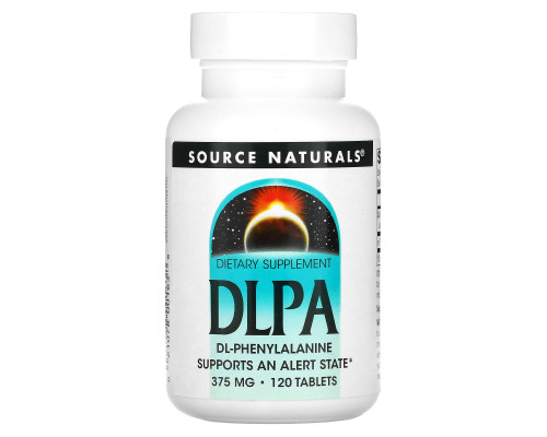 DL-фенілаланін, DLPA, Source Naturals, 375 мг, 120 таблеток.