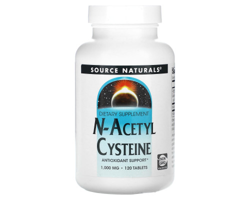 Ацетилцистеїн, N-Acetyl Cysteine, Source Naturals, 1000 мг, 120 таб.