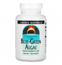 Синьо-зелені водорості, Blue-Green Algae, Source Naturals, 500 мг, 200 таблеток