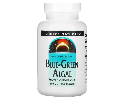 Синьо-зелені водорості, Blue-Green Algae, Source Naturals, 500 мг, 200 таблеток