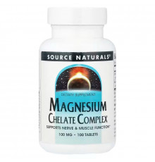 Магній хелат, Magnesium Chelate, Source Naturals, 100 мг, 100 таблеток