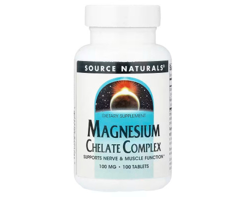 Магній хелат, Magnesium Chelate, Source Naturals, 100 мг, 100 таблеток