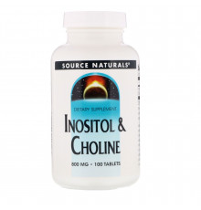 Холін і Інозитол, Inositol Choline, Source Naturals, 800 мг, 100 таб.