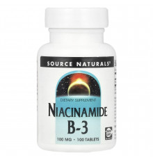 Ніацинамід (В-3), Niacinamide B-3, Source Naturals, 100 мг, 100 таблеток