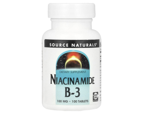 Ніацинамід (В-3), Niacinamide B-3, Source Naturals, 100 мг, 100 таблеток