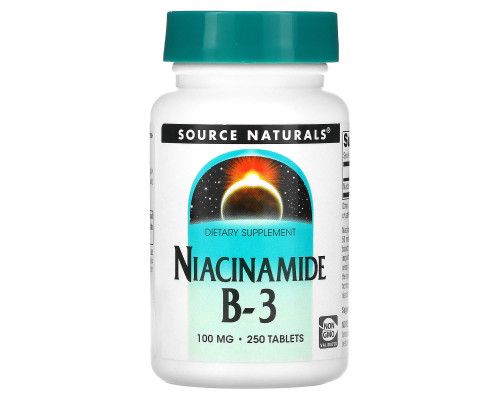 Ніацинамід (В3), Niacinamide B-3, Source Naturals, 100 мг, 250 таблеток
