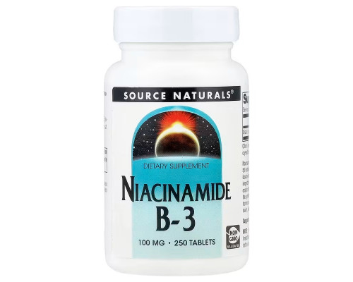 Ніацинамід (В3), Niacinamide B-3, Source Naturals, 100 мг, 250 таблеток
