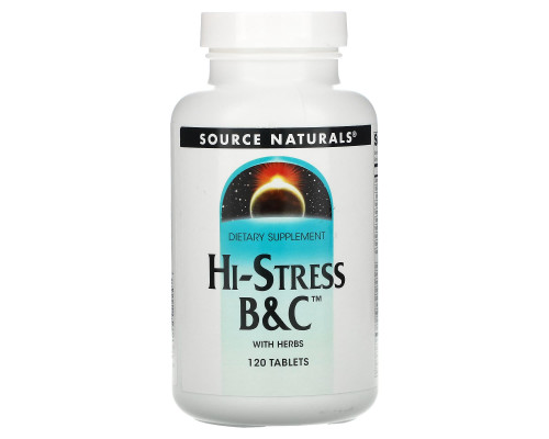 Стрес формула, Hi-Stress B & C, Source Naturals, 120 таблеток