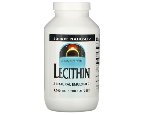 Лецитин, Lecithin, Source Naturals, 1200 мг, 200 капсул