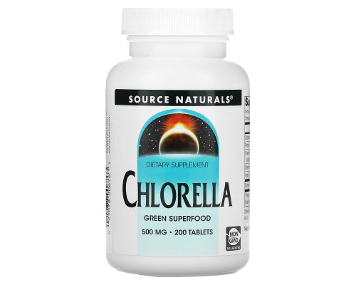 Хлорела, Chlorella, Source Naturals, 500 мг, 200 таблеток