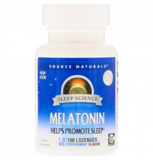 Мелатонін, Melatonin, Source Naturals, м'ята, 1 мг, 100 льодяників
