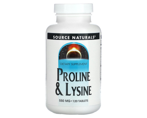 Лізин Пролін, L-Proline L-Lysine, Source Naturals, 550 мг, 120 таблеток
