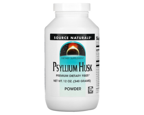 Псилліум, Подорожник (Psyllium Husk), Source Naturals, порошок, 340 гр.